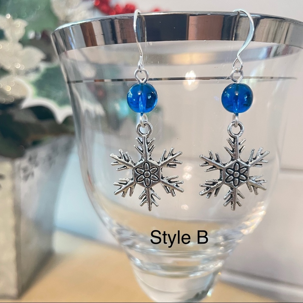 $10 SALE Snowflake & Blue Bead Earrings—ONLY 2 STYLES LEFT!! Outdoor Fun